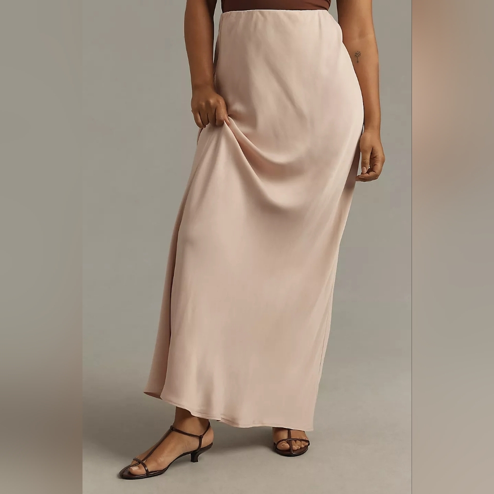 Anthropologie The Tilda Pink Maxi Slip Skirt Pull On - Picture 2 of 6